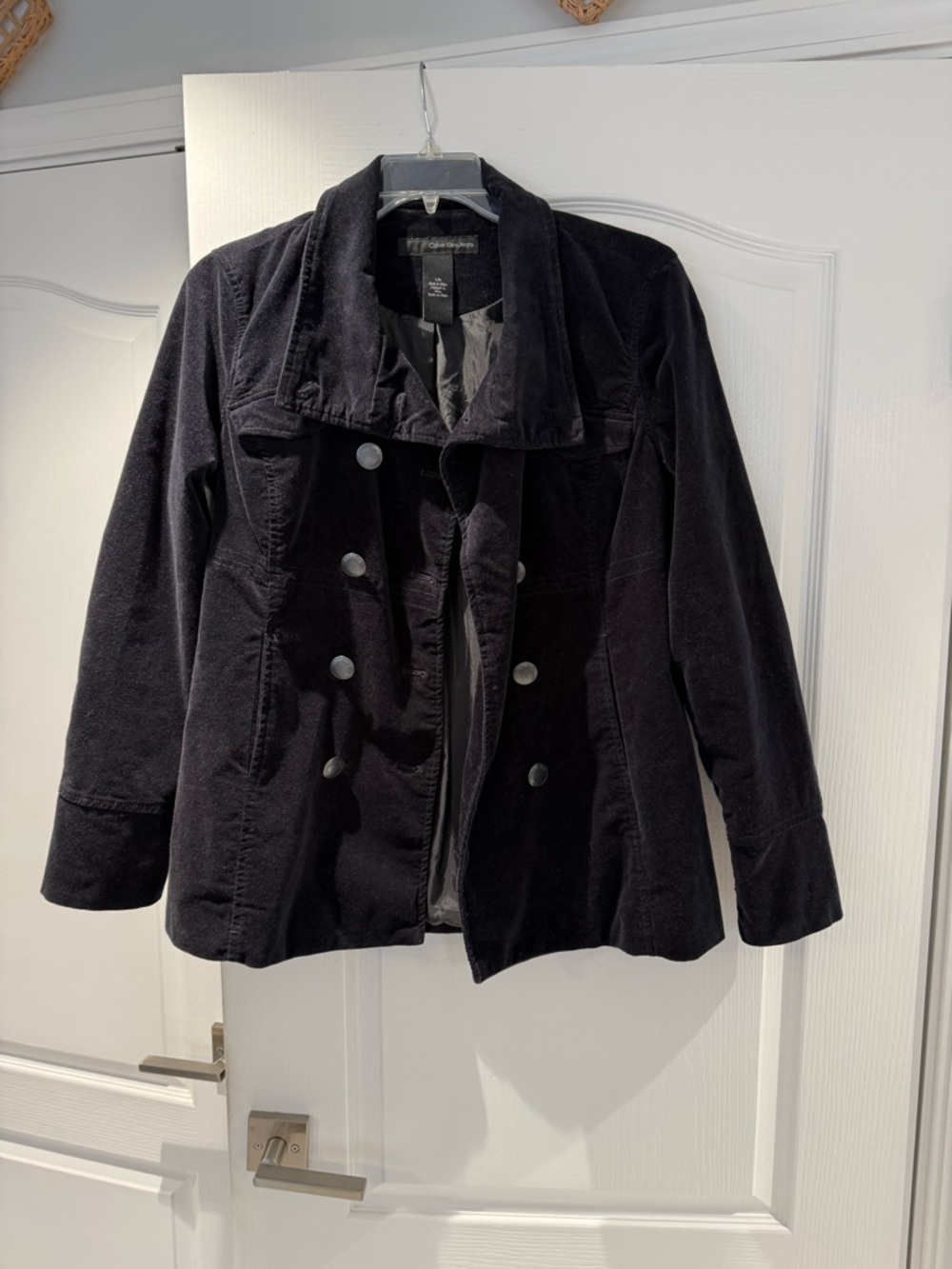 Vintage Calvin Klein Jeans Black Double-Breasted Peacoat